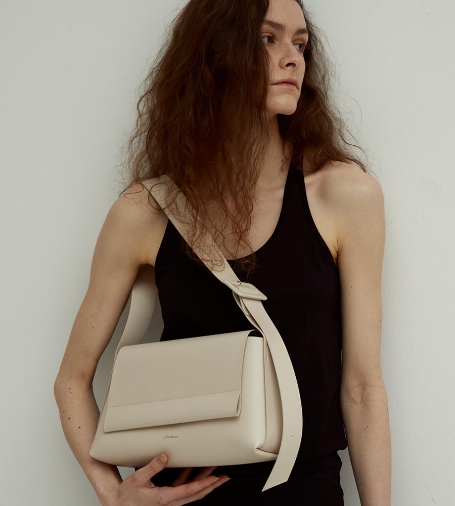[LOW STOCK] LOG FLAP BAG SLIM - Artificial Leather_IVORY